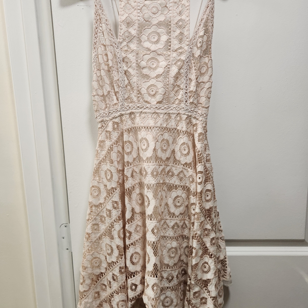 FP Movement by Free People Asymmetrical Lace Dress in Cream